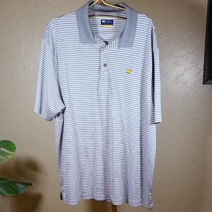 Jack Nicklaus Gray and White Golf Polo Shirt Classic Striped Design XXL